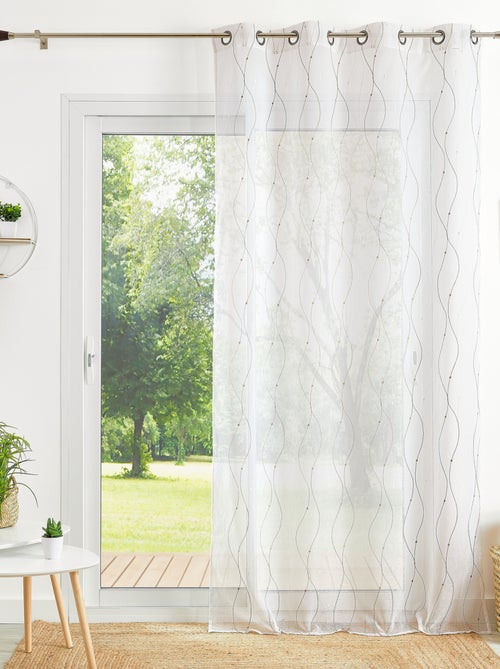 Voilage brodé motif vagues et pois - Kiabi