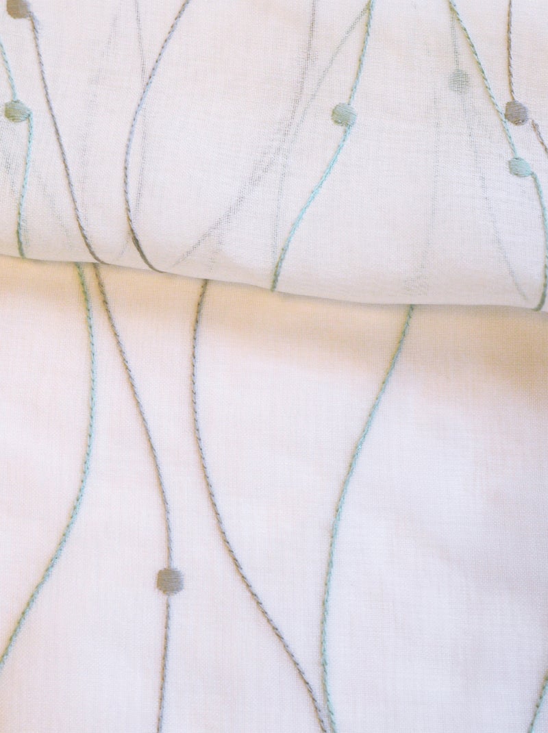 Voilage brodé motif vagues et pois Bleu - Kiabi