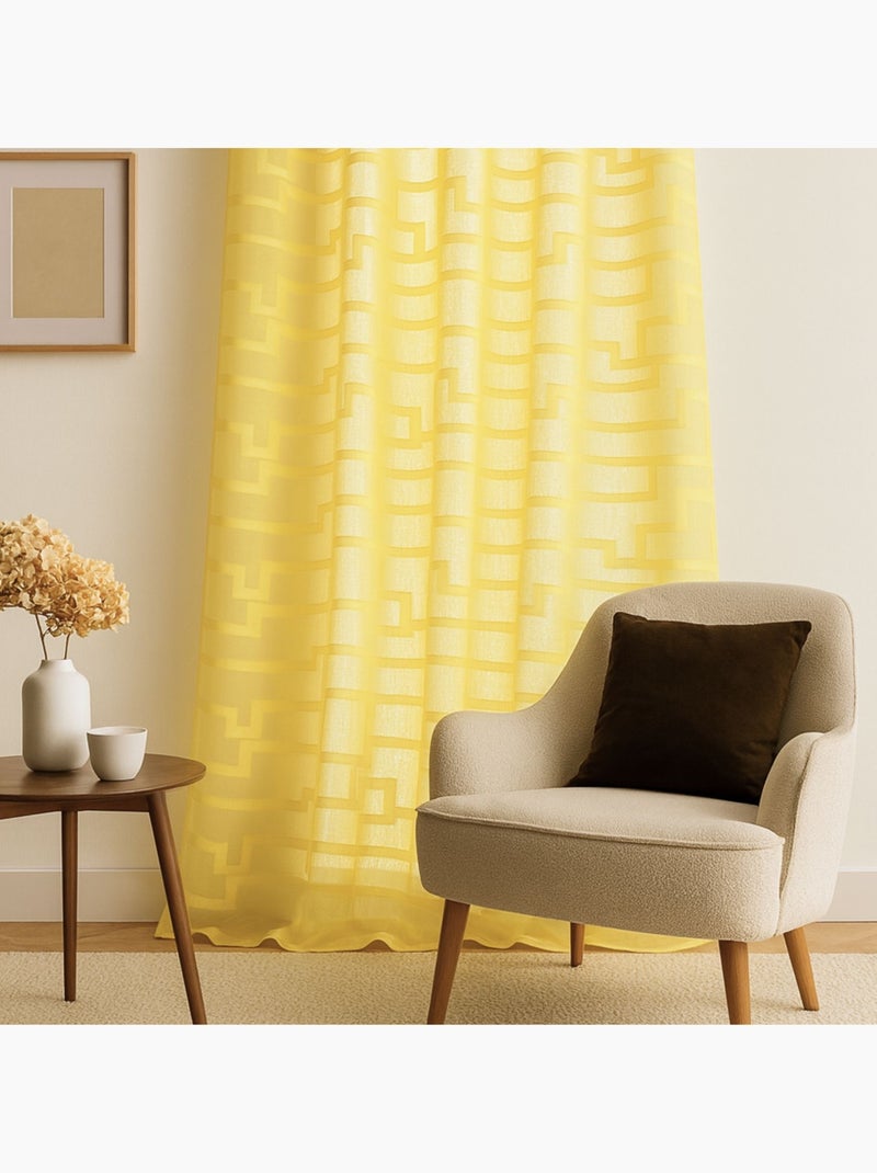 Voilage coloré flash motifs ton sur ton Jaune - Kiabi