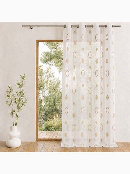 Voilage coloré motifs cercles prêt à poser - Kiabi