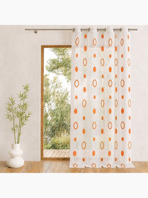 Voilage coloré motifs cercles prêt à poser - Kiabi
