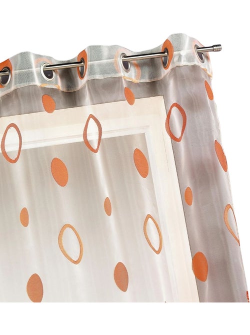Voilage coloré motifs cercles prêt à poser - Kiabi
