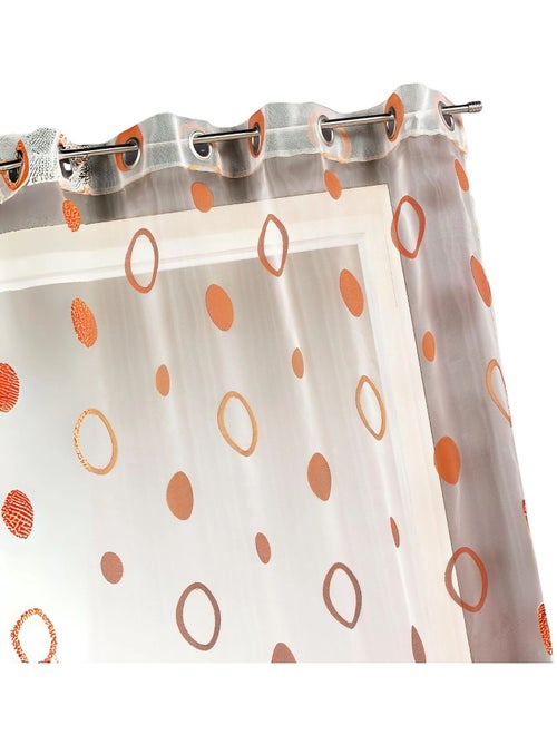 Voilage coloré motifs cercles prêt à poser - Kiabi