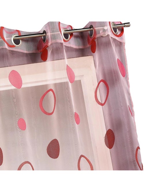 Voilage coloré motifs cercles prêt à poser - Kiabi