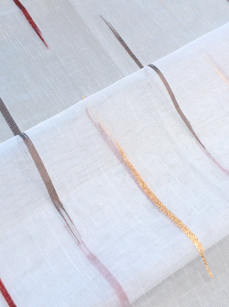 Voilage en étamine à jacquard rayé Bordeaux - Kiabi