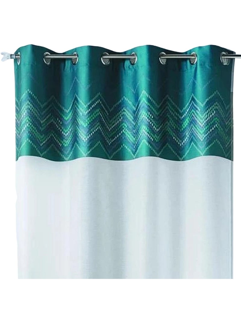 Voilage en jacquard avec parement à chevrons Bleu pétrole - Kiabi