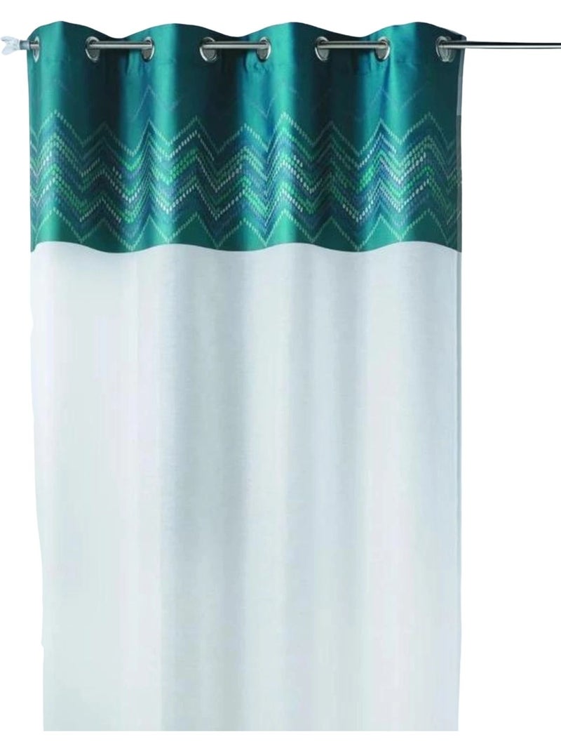 Voilage en jacquard avec parement à chevrons Bleu pétrole - Kiabi