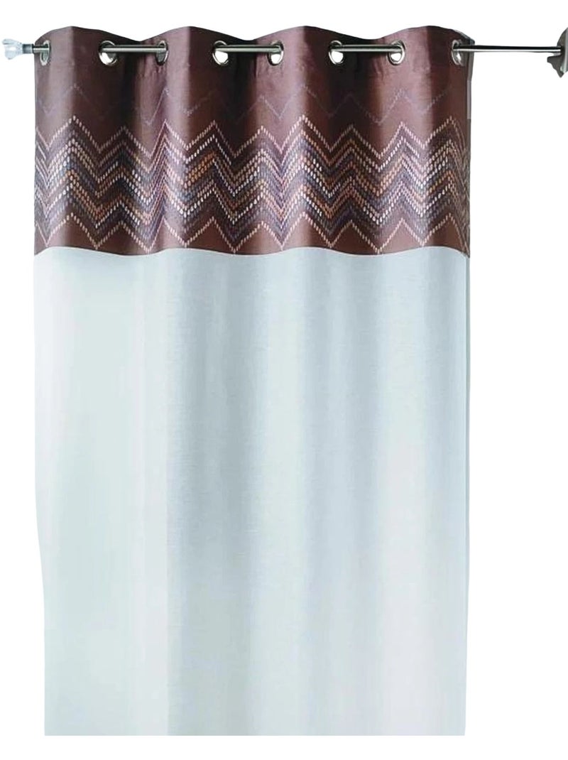 Voilage en jacquard avec parement à chevrons Marron chocolat - Kiabi
