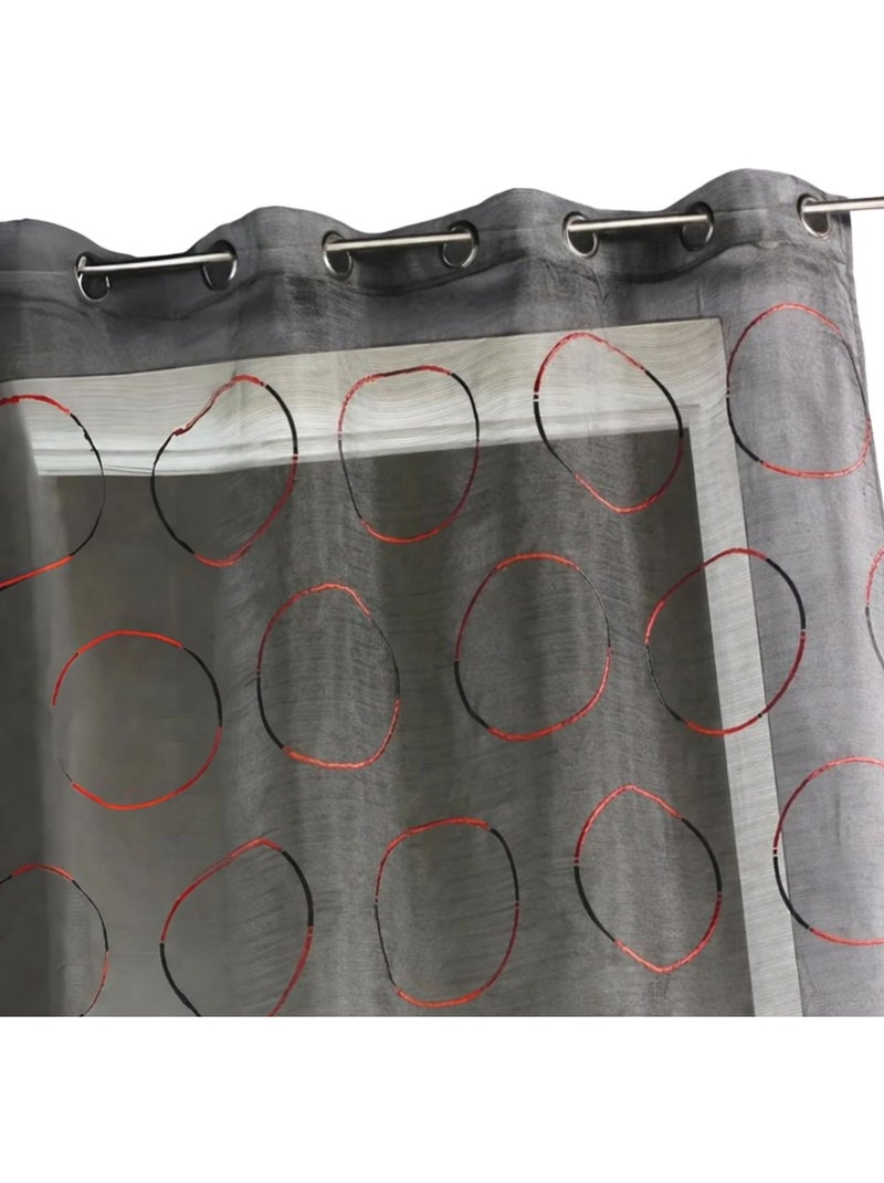 Voilage en organza avec cercles brodés Noir - Kiabi