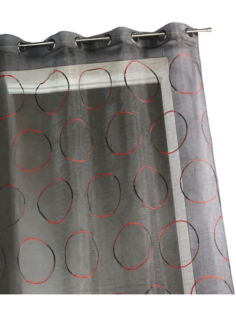 Voilage en organza avec cercles brodés Noir - Kiabi