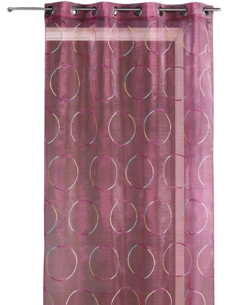 Voilage en organza avec cercles brodés Rose fushia - Kiabi