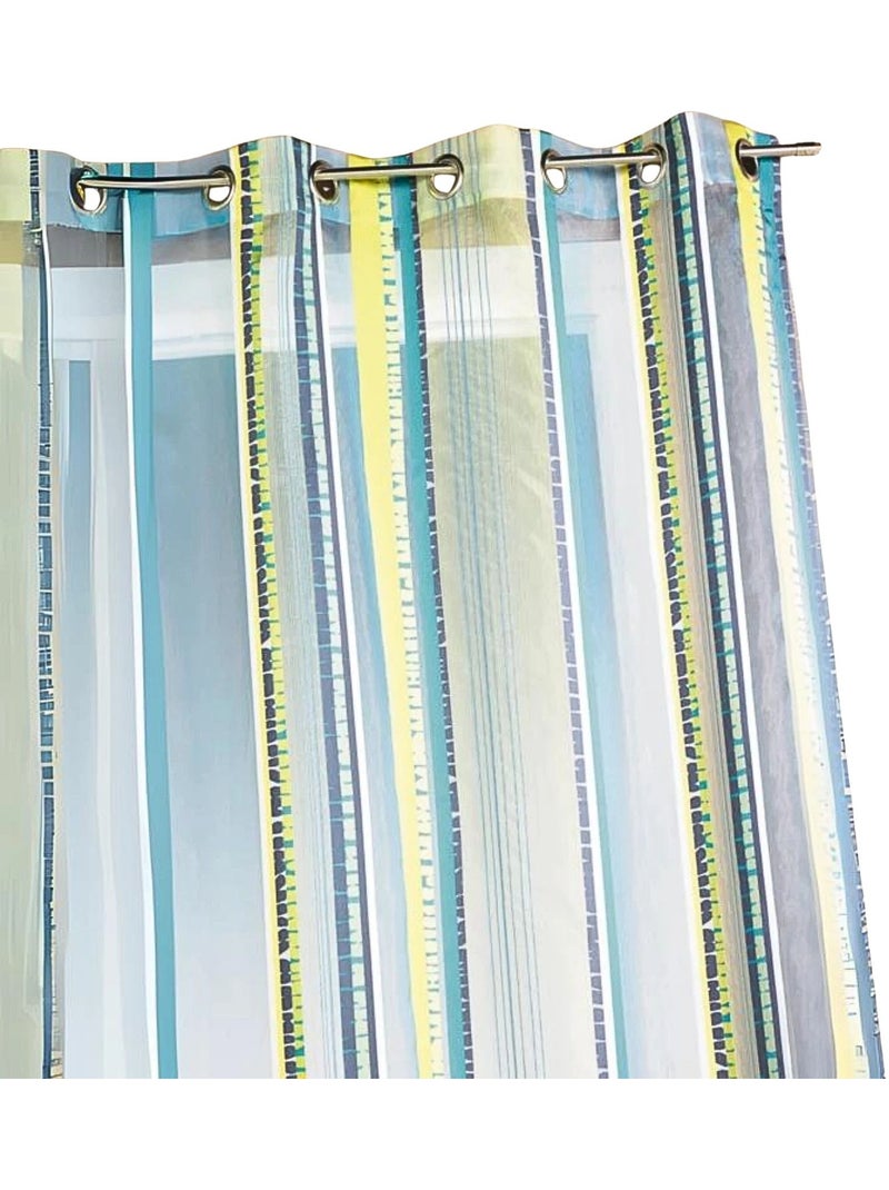 Voilage en organza jacquard à rayures verticales Bleu pétrole - Kiabi