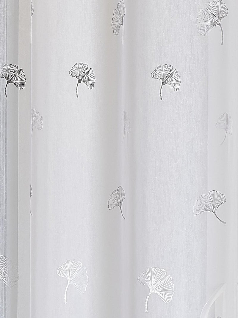 Voilage fantaisie brodé feuilles de gingko Gris clair - Kiabi