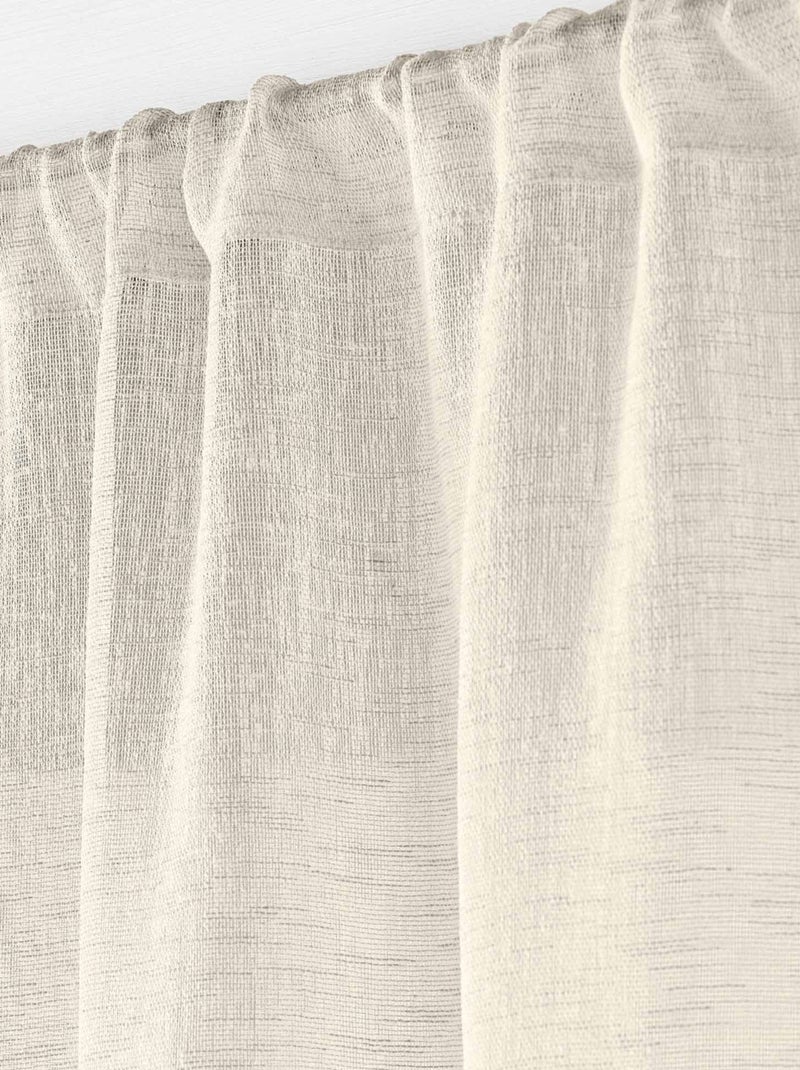 Voilage grande fenêtre  - effet lin tissé Beige clair - Kiabi