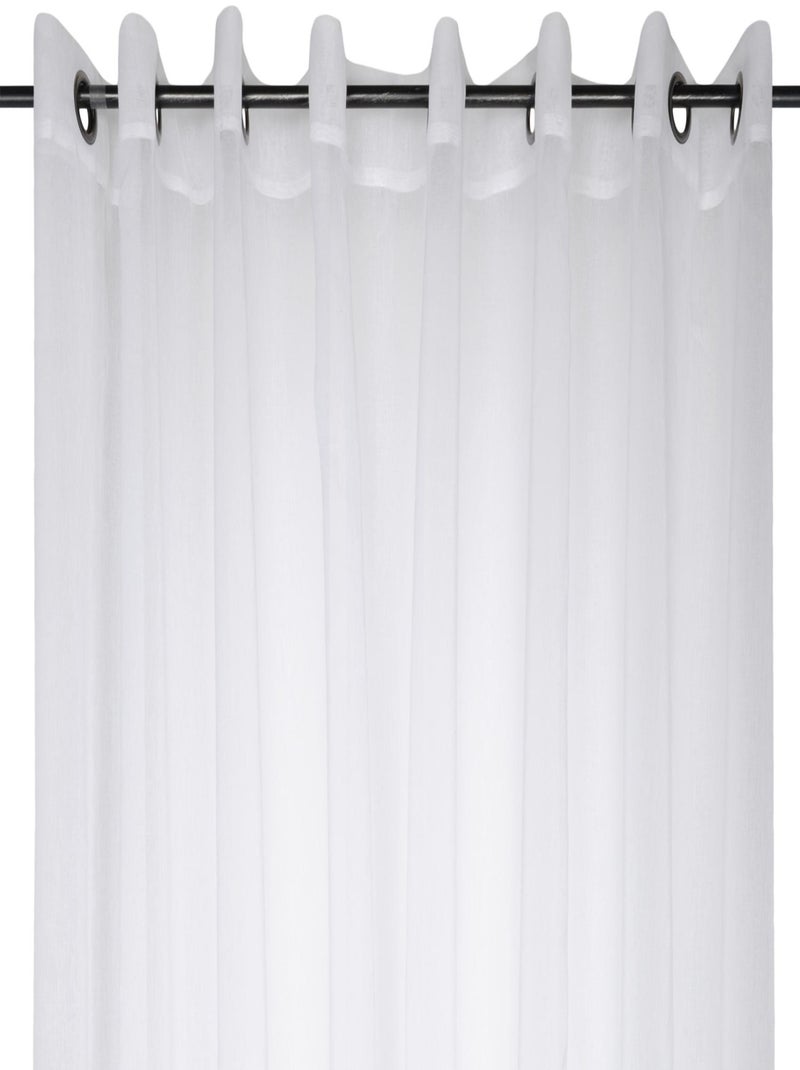 Voilage grande largeur  - effet lin Blanc - Kiabi