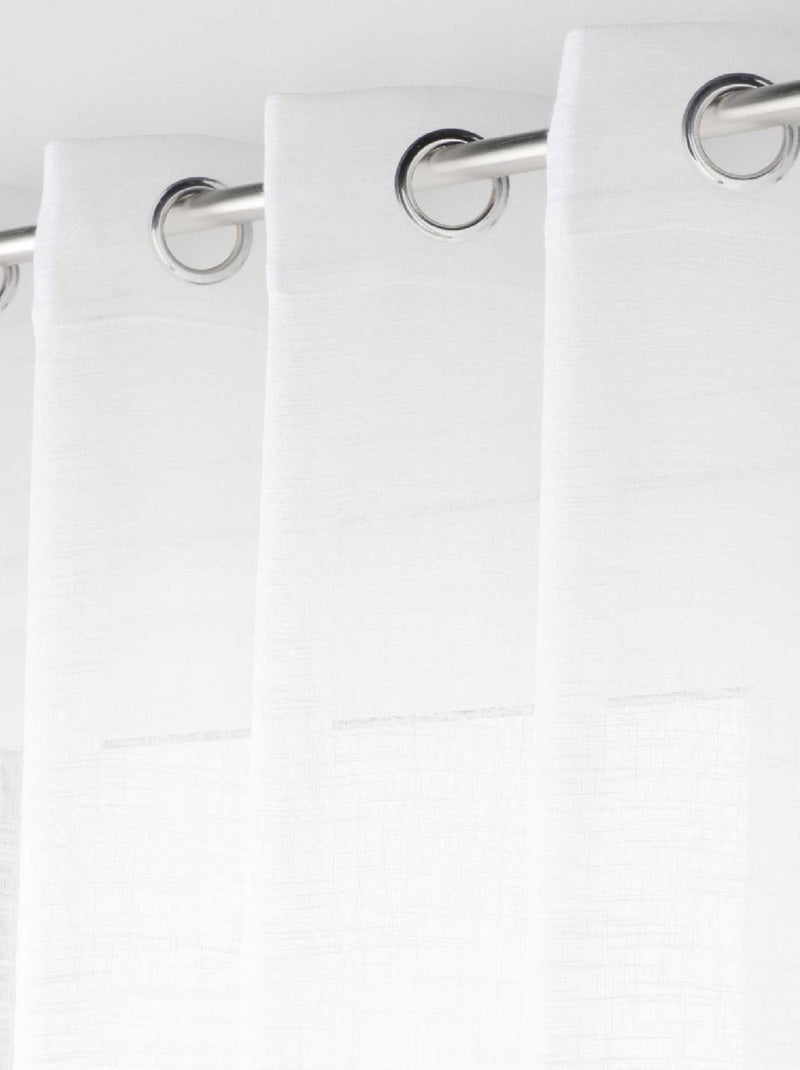 Voilage grande largeur à Oeillets Haltona Blanc  - Effet Lin Tissé Blanc - Kiabi