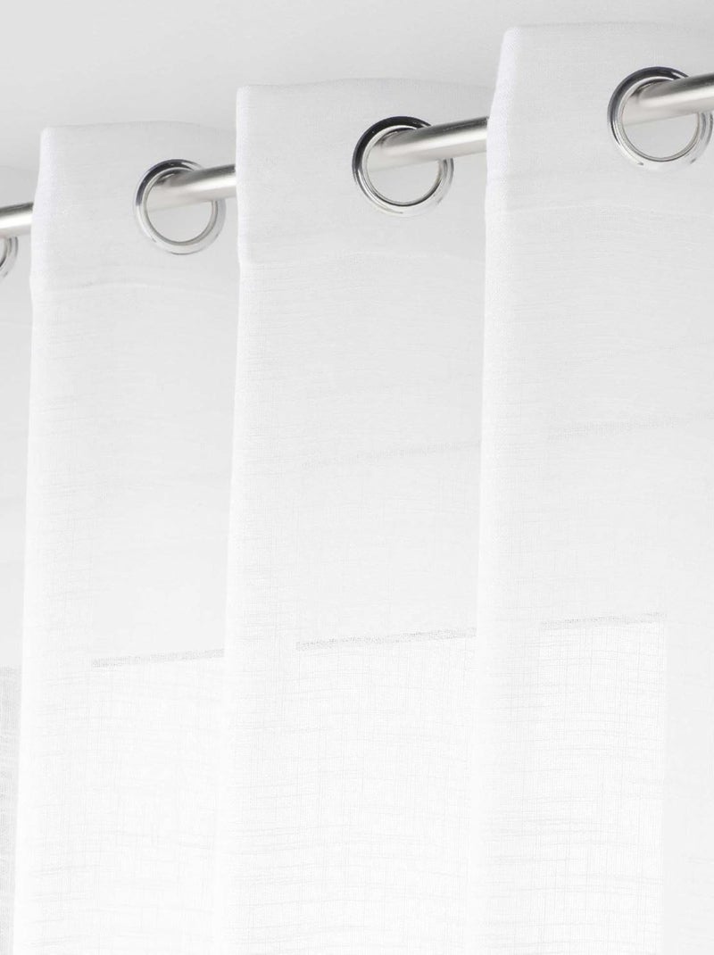 Voilage grande largeur à Oeillets Haltona Blanc  - Effet Lin Tissé Blanc - Kiabi
