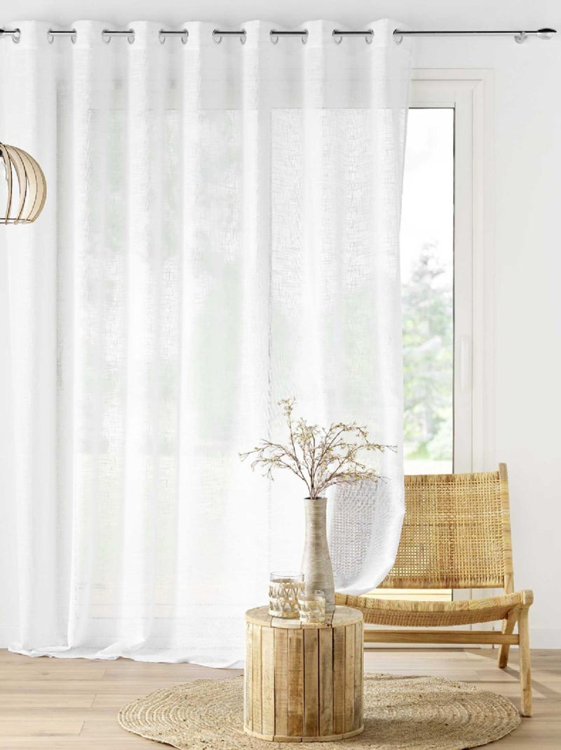 Voilage grande largeur à Oeillets Haltona Blanc  - Effet Lin Tissé Blanc - Kiabi
