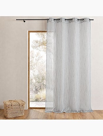 Voilage gris organza brodé motif de brindilles