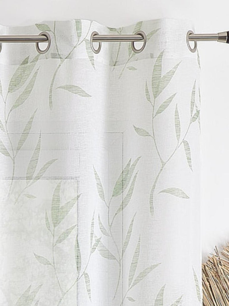 Voilage imprimé "Bambou" Vert olive - Kiabi