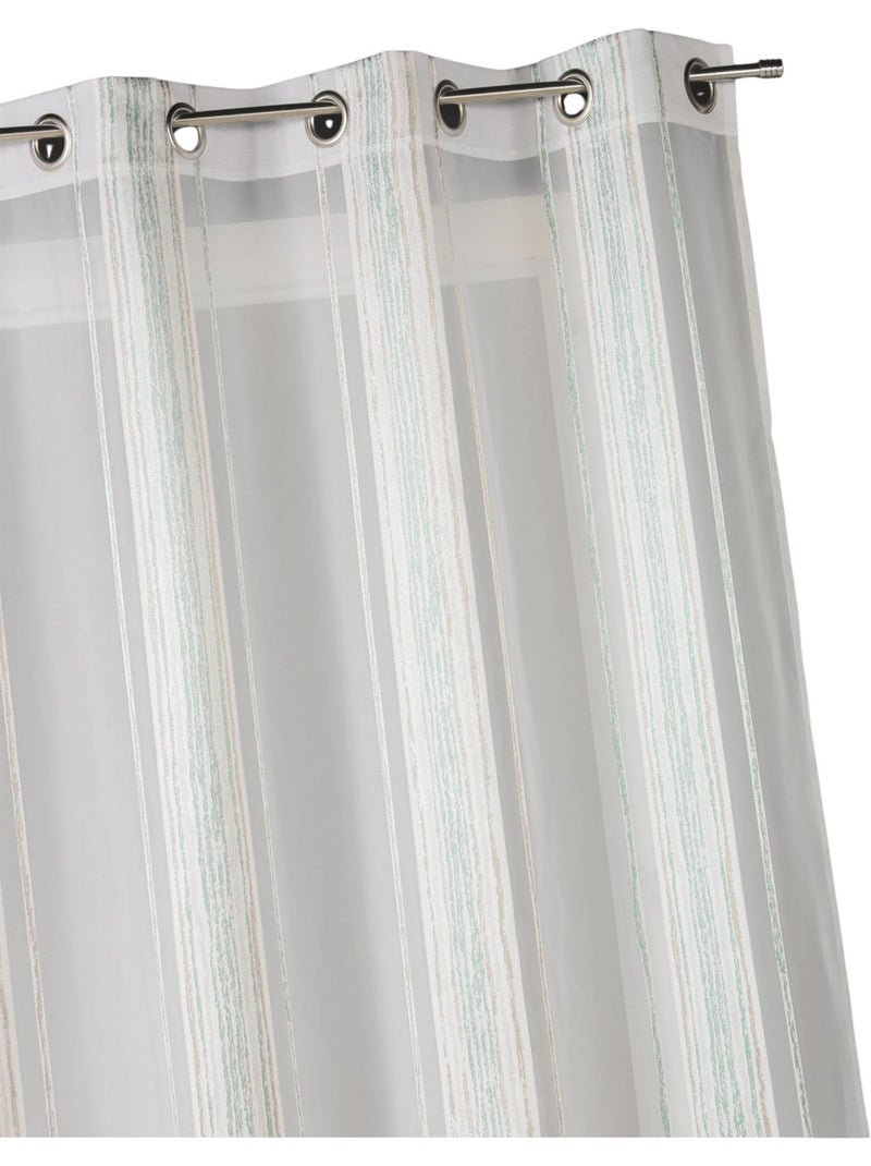 Voilage jacquard à fines rayures verticales Bleu azur - Kiabi