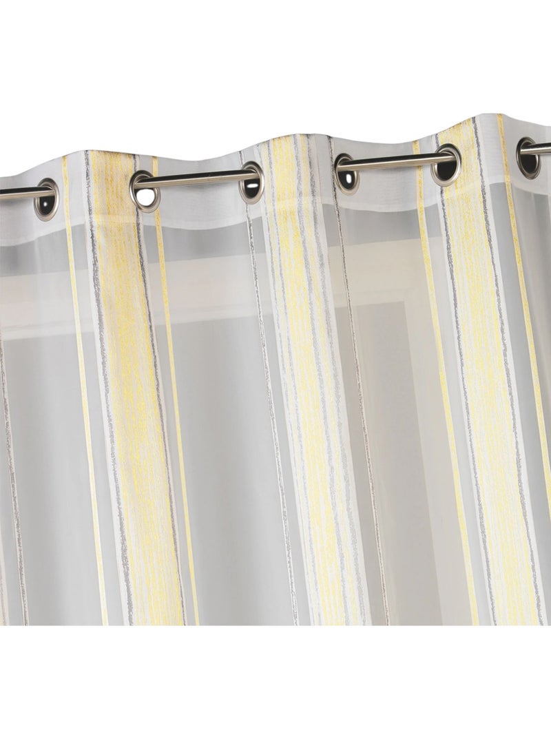 Voilage jacquard à fines rayures verticales Jaune - Kiabi