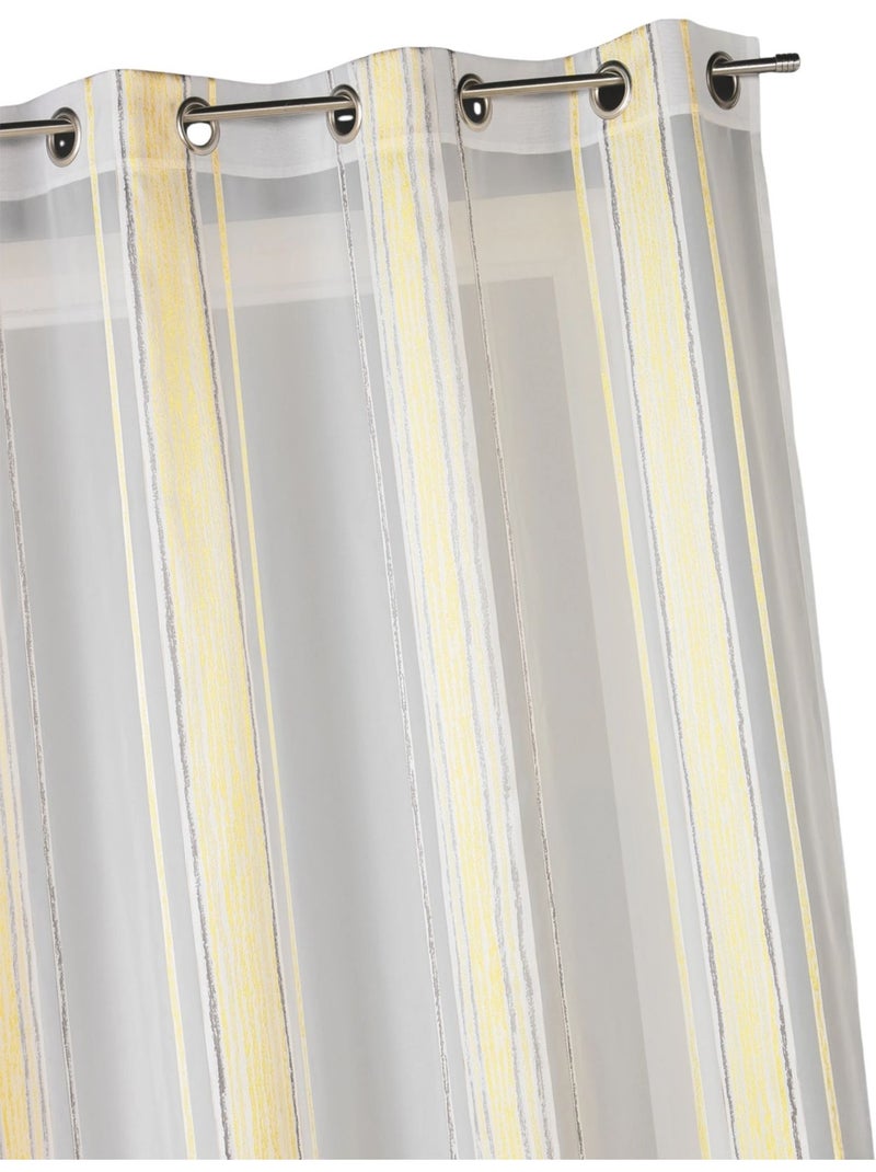 Voilage jacquard à fines rayures verticales Jaune - Kiabi