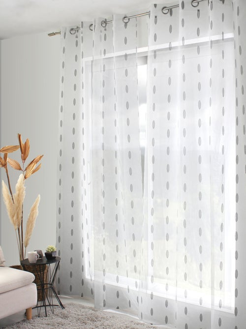 Voilage jacquard à pois ovales à oeillets - Kiabi Voilage jacquard à pois ovales à oeillets - Kiabi