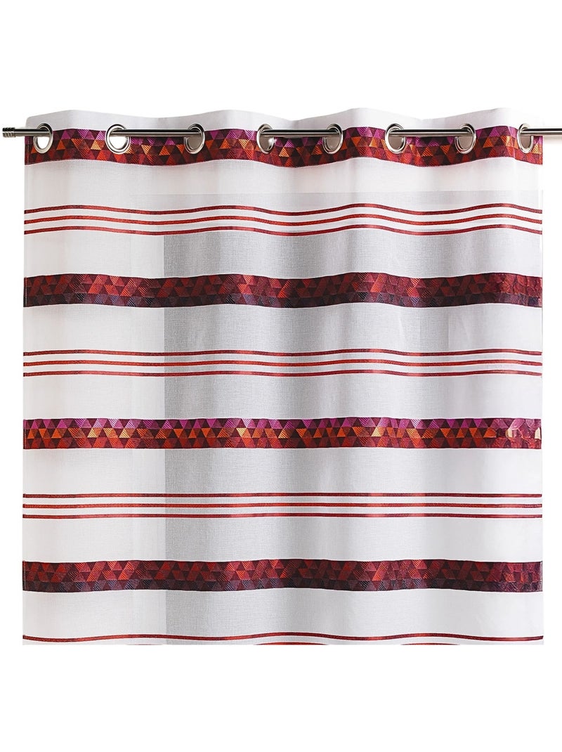 Voilage jacquard à rayures géométriques Bordeaux - Kiabi