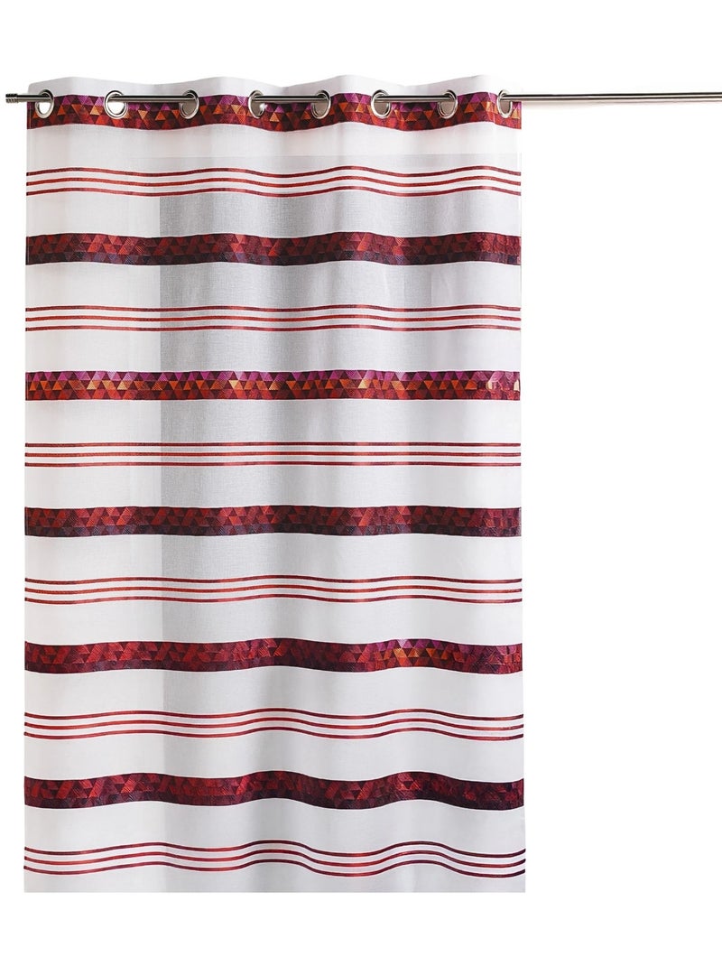 Voilage jacquard à rayures géométriques Bordeaux - Kiabi