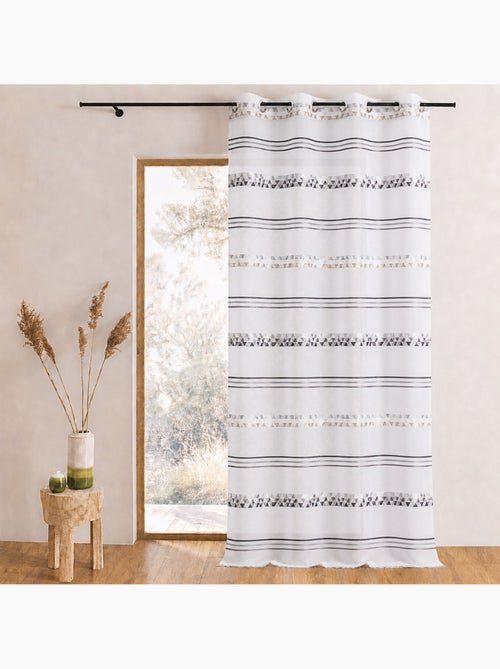 Voilage jacquard à rayures géométriques - Kiabi