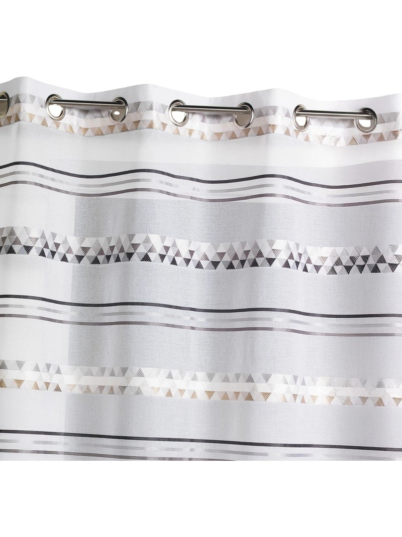 Voilage jacquard à rayures géométriques Gris clair - Kiabi