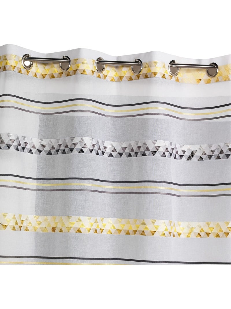 Voilage jacquard à rayures géométriques Vert tilleul - Kiabi