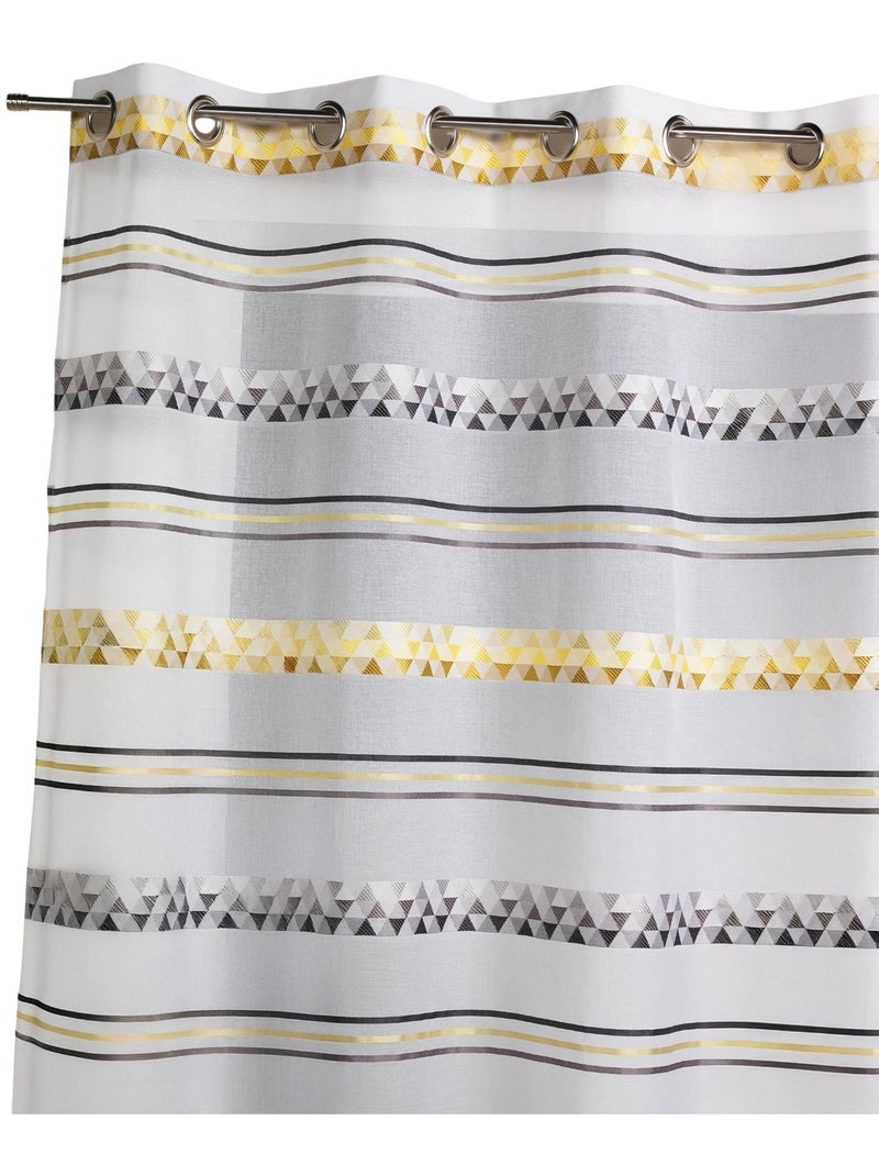 Voilage jacquard à rayures géométriques Vert tilleul - Kiabi