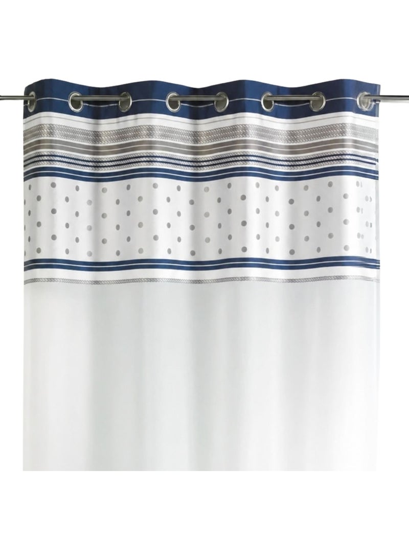 Voilage jacquard avec parement à rayures horizontales Bleu marine - Kiabi