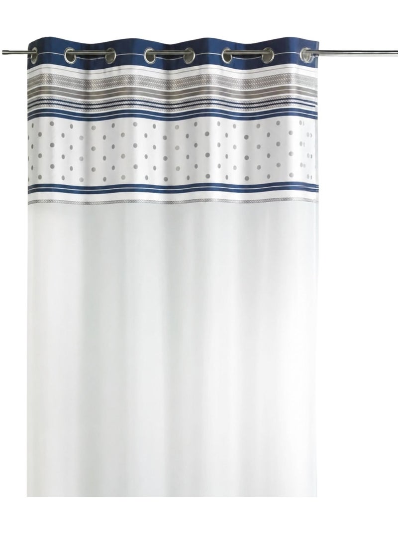 Voilage jacquard avec parement à rayures horizontales Bleu marine - Kiabi