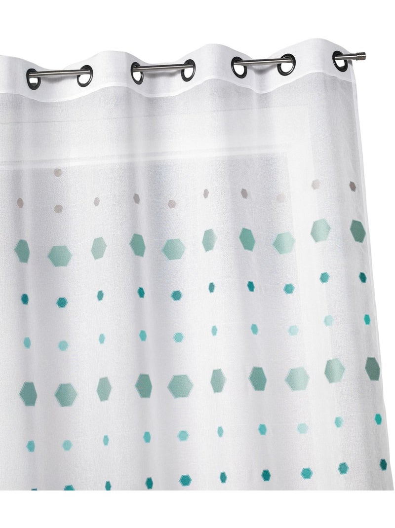 Voilage jacquard imprimés hexagonaux Bleu azur - Kiabi
