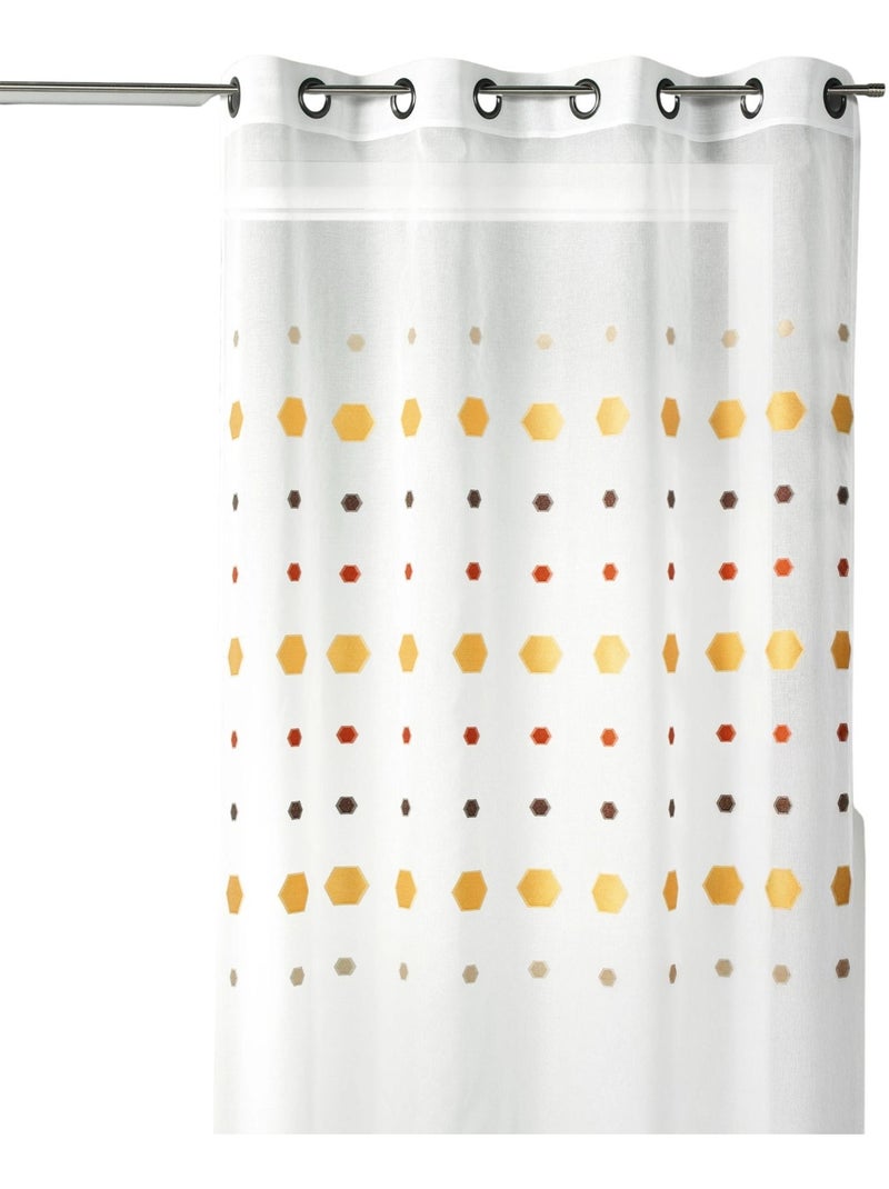 Voilage jacquard imprimés hexagonaux Jaune foncé - Kiabi