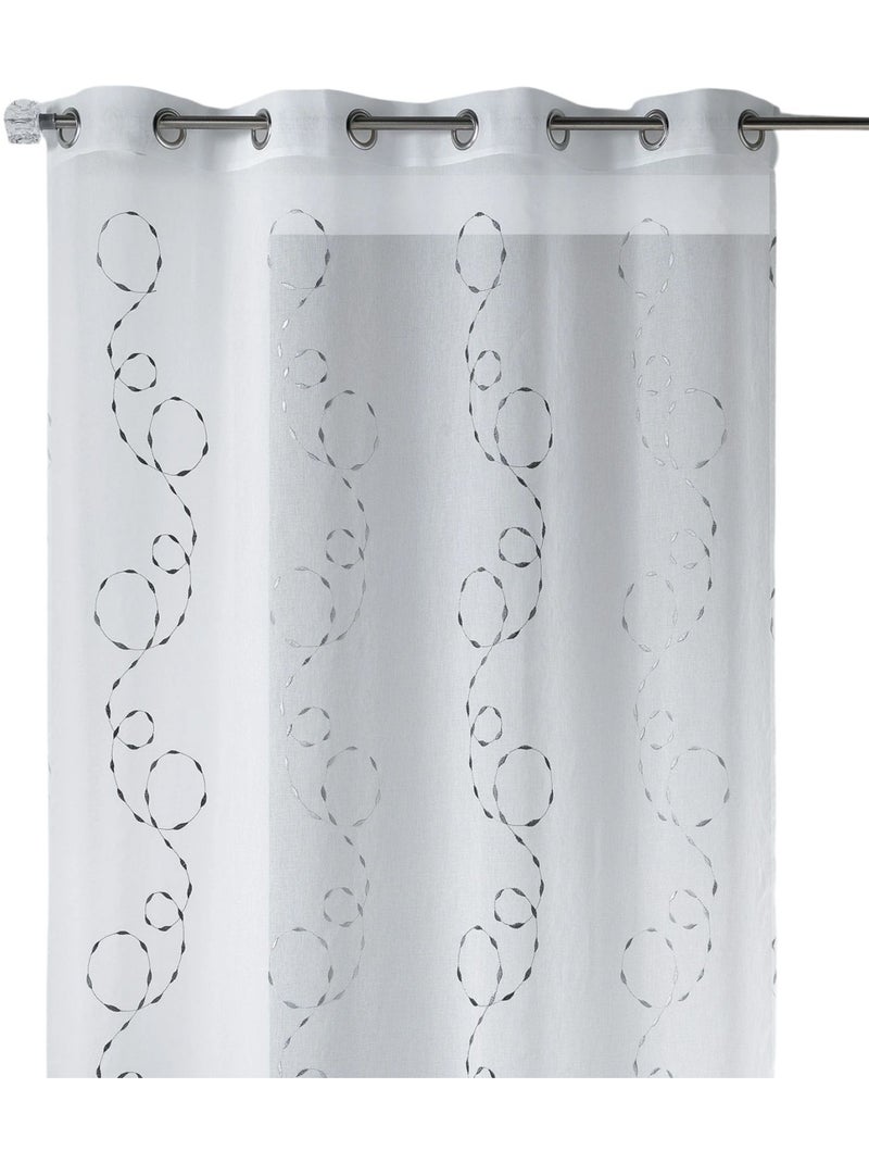 Voilage léger brodé à motifs décoratifs Gris clair - Kiabi