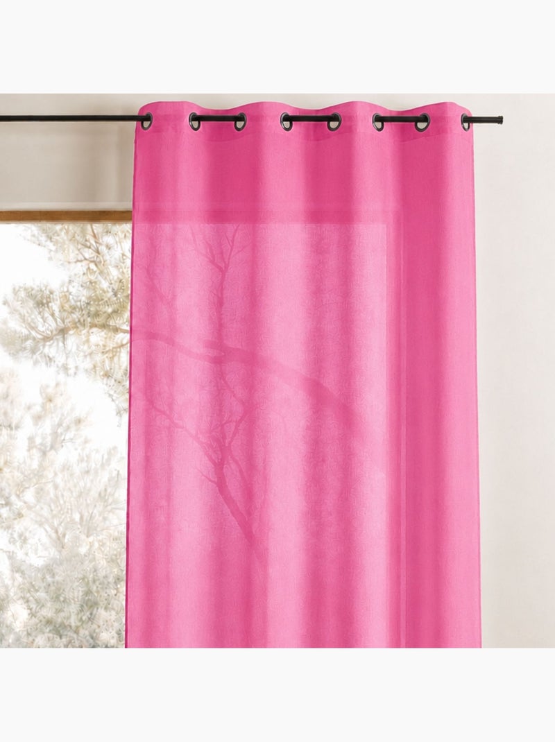 Voilage léger semi-transparent à bas plombé Rose framboise - Kiabi