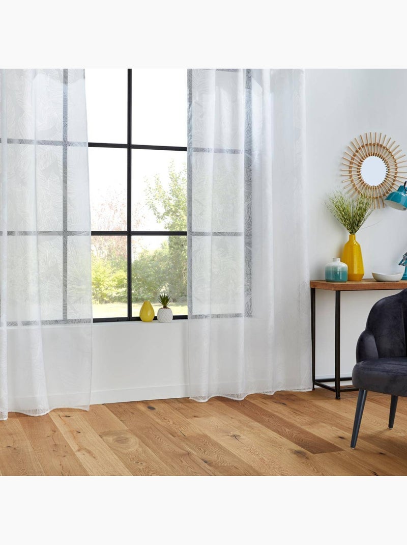 Voilage motif feuilles devo Blanc - Kiabi