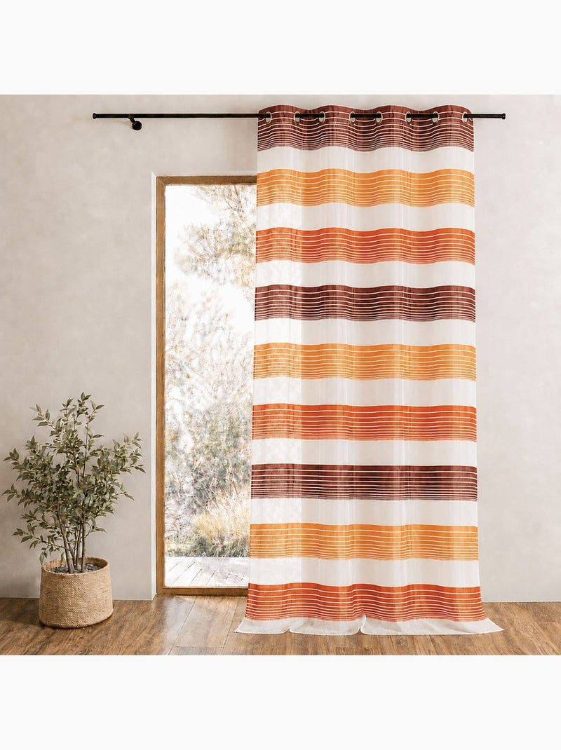 Voilage organza à fines rayures horizontales colorées Marron chocolat - Kiabi