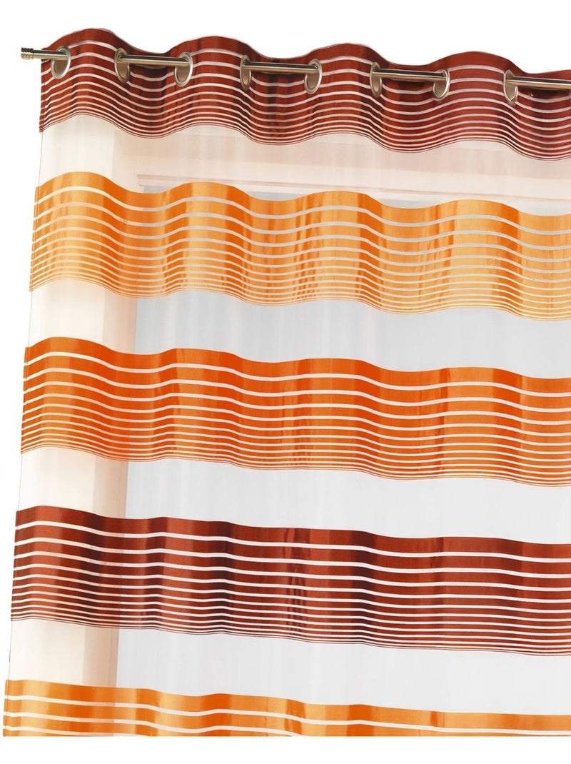 Voilage organza à fines rayures horizontales colorées Marron chocolat - Kiabi