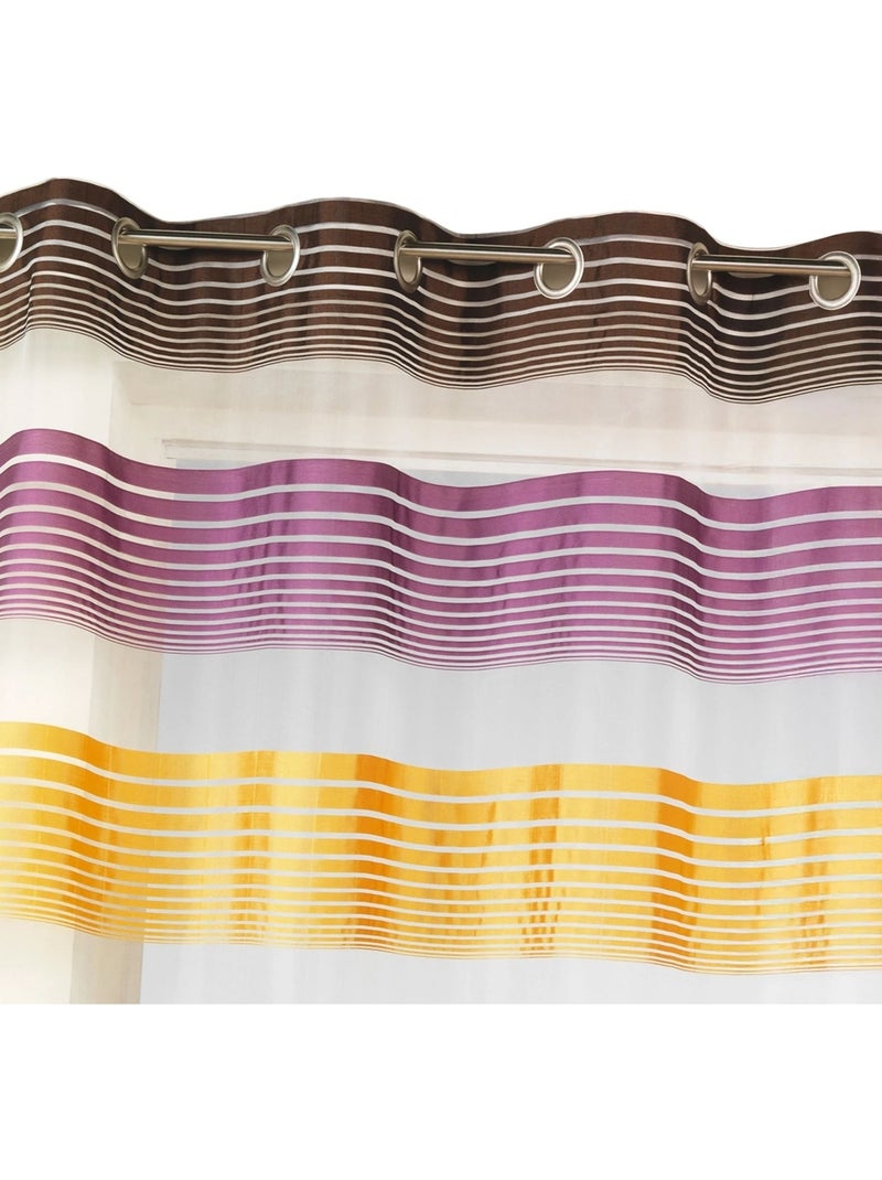 Voilage organza à fines rayures horizontales colorées Parme - Kiabi