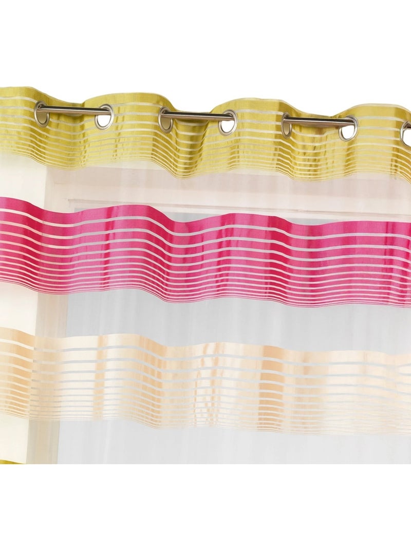 Voilage organza à fines rayures horizontales colorées Rose framboise - Kiabi