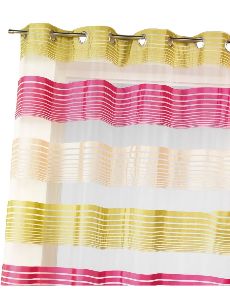 Voilage organza à fines rayures horizontales colorées Rose framboise - Kiabi