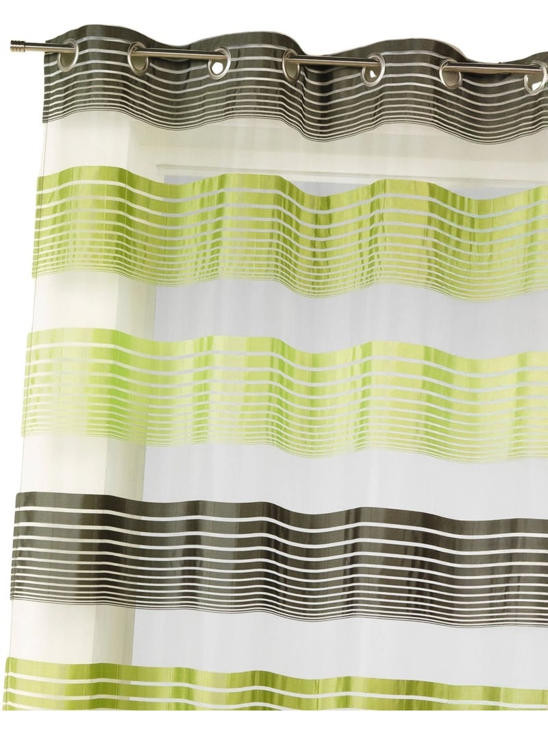 Voilage organza à fines rayures horizontales colorées Vert tilleul - Kiabi