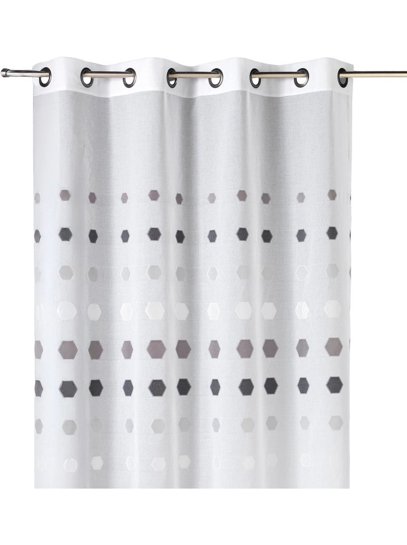 Voilage organza à pois géométriques Gris clair - Kiabi