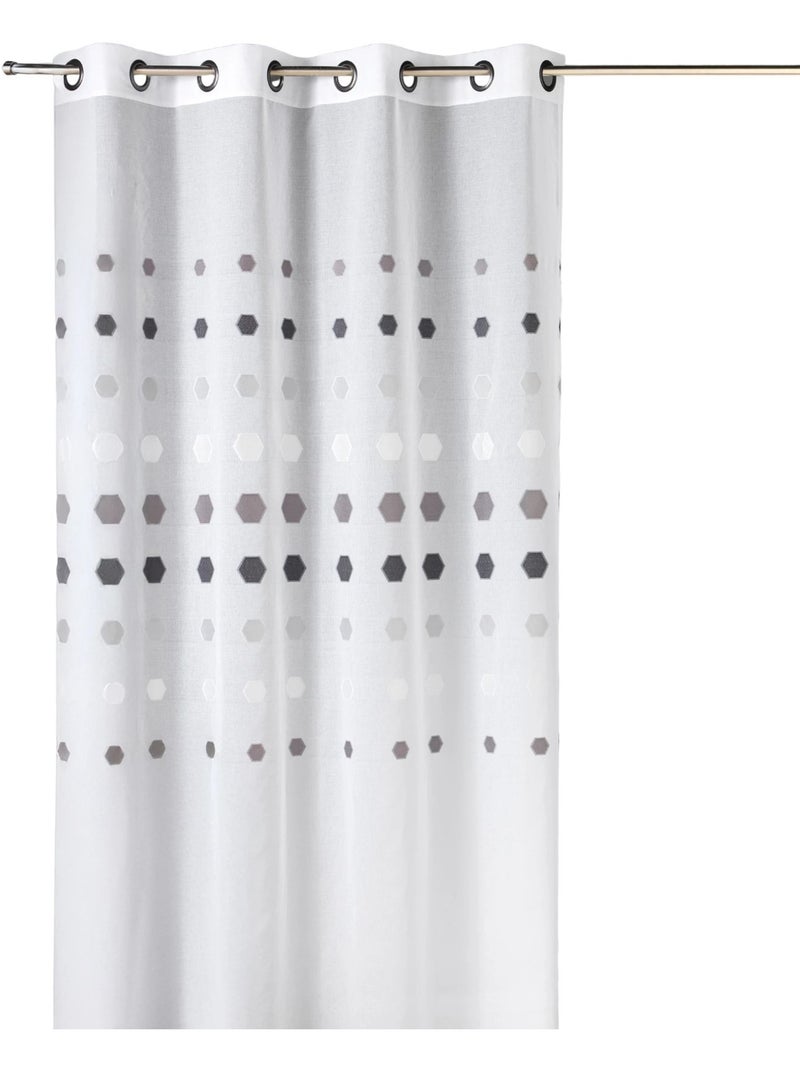 Voilage organza à pois géométriques Gris clair - Kiabi