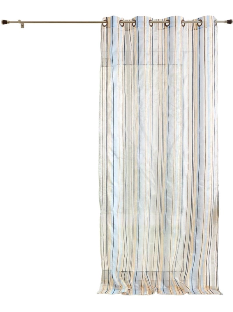 Voilage organza à rayures et œillets Bleu - Kiabi